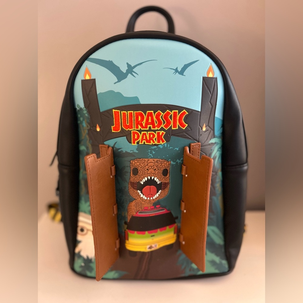 Loungefly Jurassic Park Backpack - Black, Brown, and Blue